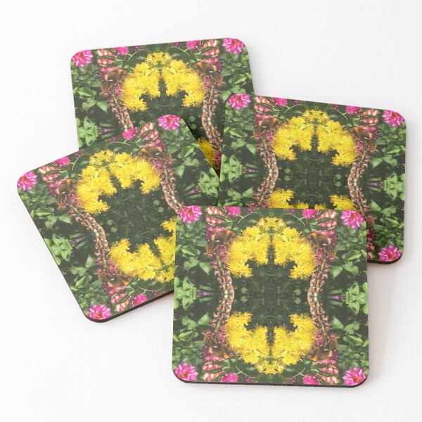 Item preview, Divine Botanical: Bumblebees Buzzing through Gilded Yellow and Fuchsia Flora designed and sold by RoseAromas.
