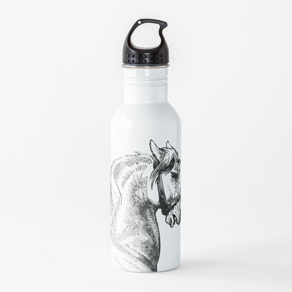 Vintage Horse | Horse Head | Black and White |  Water Bottle