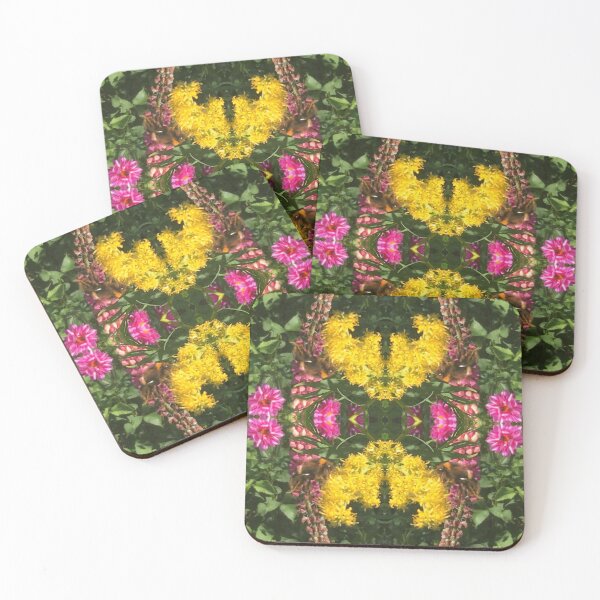 Item preview, Divine Botanical: Bumblebees Buzzing through Gilded Yellow and Fuchsia Flora designed and sold by RoseAromas.