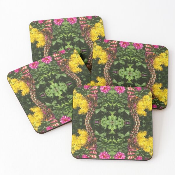 Item preview, Divine Botanical: Bumblebees Buzzing through Gilded Yellow and Fuchsia Flora designed and sold by RoseAromas.