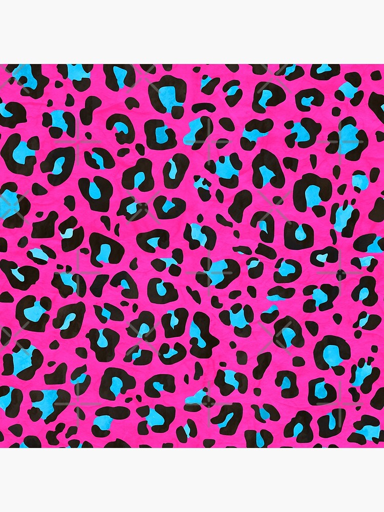 Bright Pink, Blue and Black Leopard Print | Poster