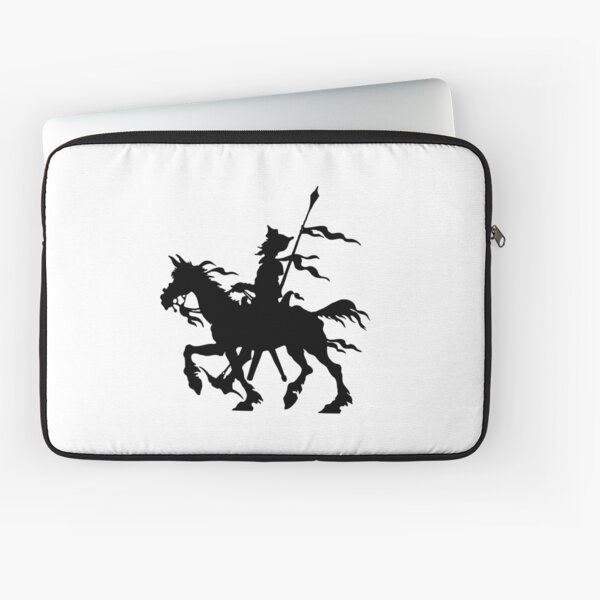 Don Quixote of La Mancha and Rocinante | Don Quixote Silhouette | Black and White | Laptop Sleeve