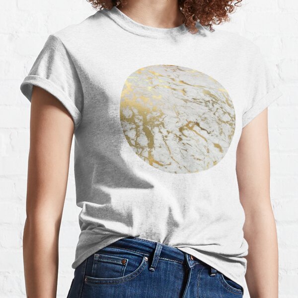 Gold marble on white (original height quality print) Classic T-Shirt