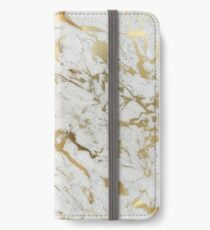 Gold marble on white (original height quality print) iPhone Wallet/Case/Skin