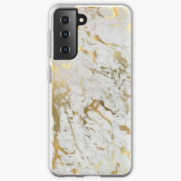 Gold marble on white (original height quality print) Samsung Galaxy Soft Case