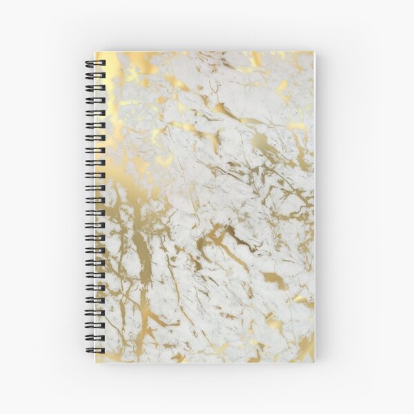 Gold marble on white (original height quality print) Spiral Notebook