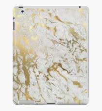Gold marble on white (original height quality print) iPad Case/Skin