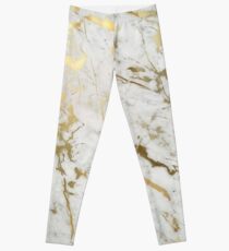 Marbre d'or sur blanc (impression de qualité hauteur originale) Leggings