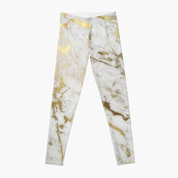 Gold marble on white (original height quality print) Leggings