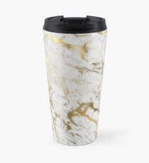 Gold marble on white (original height quality print) Travel Mug