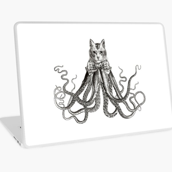Octopussy | Half Cat Half Octopus | Hybrid Animals | Vintage Style | Black and White |  Laptop Skin