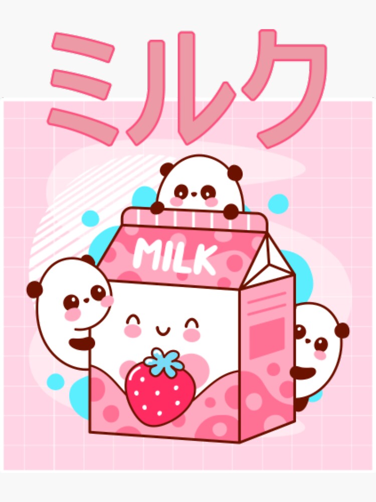 Japanese Aesthetics Kawaii Strawberry Milk Shake Sticker By Vernoncruz Redbubble 