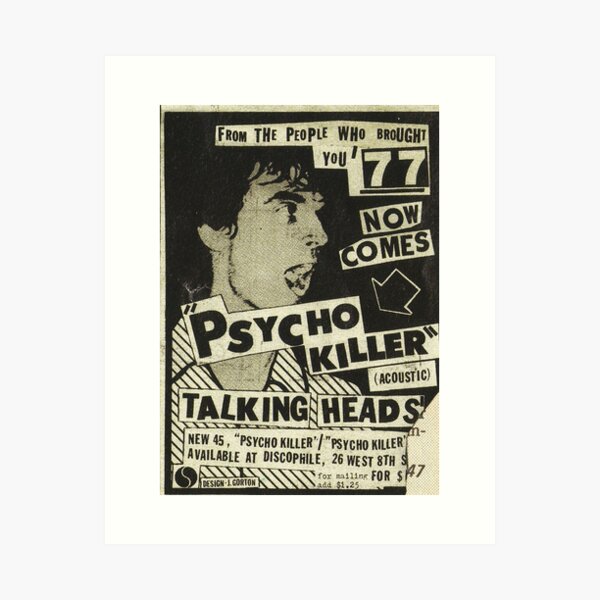 Artikel-Vorschau von Psycho Killer - Talking Heads Post-Punk-Konzertplakat 1977, designt und verkauft von janetganes0118.