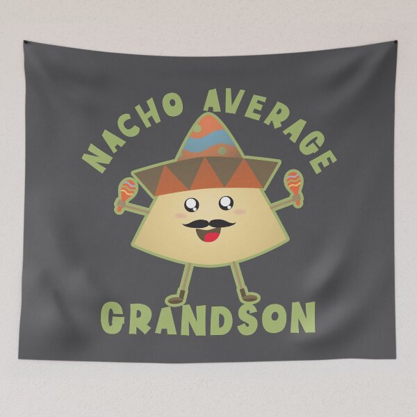 Item preview, Nacho Average Grandson - Cute and Funny Nacho with Moustache Wearing Mexican Hat While Playing Maracas Illustrations Design designed and sold by NightGleam.