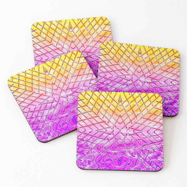 Item preview, geometric symmetry line pattern abstract in purple pink orange yellow designed and sold by Mrvell.