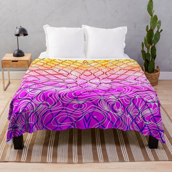 Item preview, geometric symmetry line pattern abstract in purple pink orange yellow designed and sold by Mrvell.