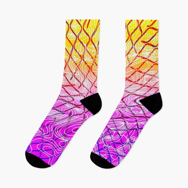 Item preview, geometric symmetry line pattern abstract in purple pink orange yellow designed and sold by Mrvell.