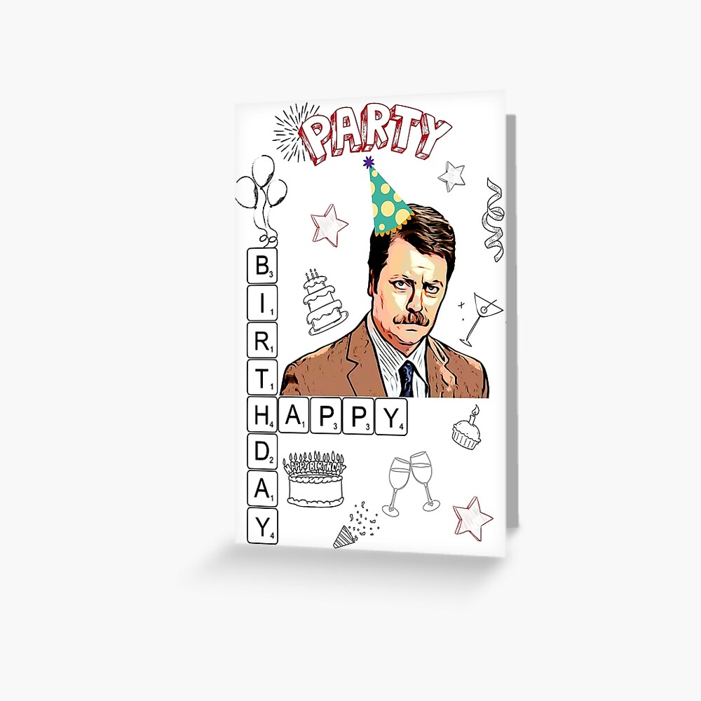 Ron Swanson Happy Birthday Card Funny Card Birthday Card Scrabble Greeting Card By 