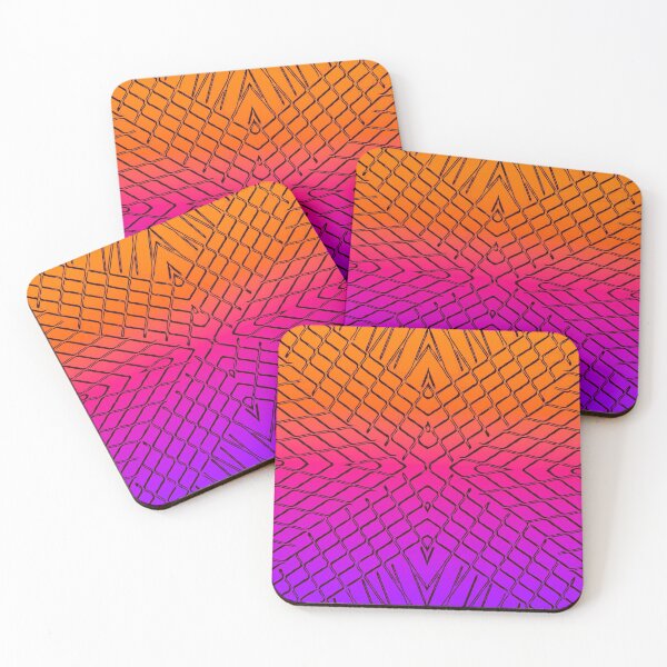 Item preview, geometric symmetry line pattern abstract in orange purple pink designed and sold by Mrvell.