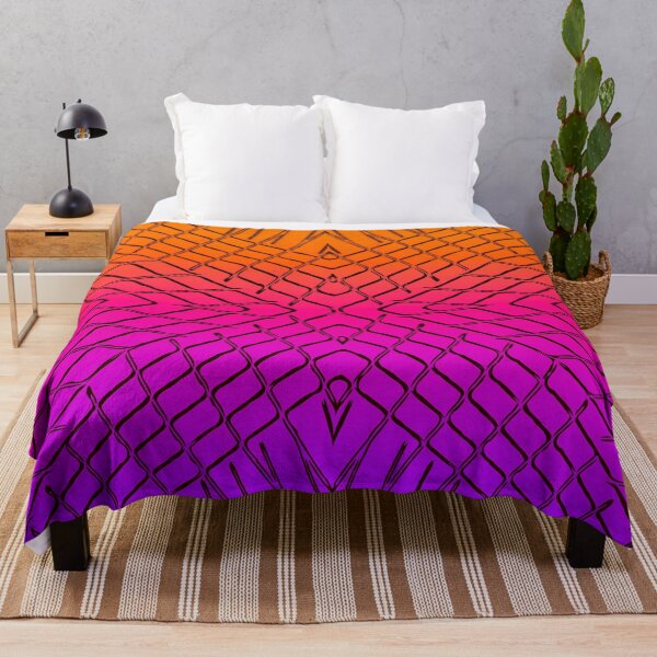 Item preview, geometric symmetry line pattern abstract in orange purple pink designed and sold by Mrvell.