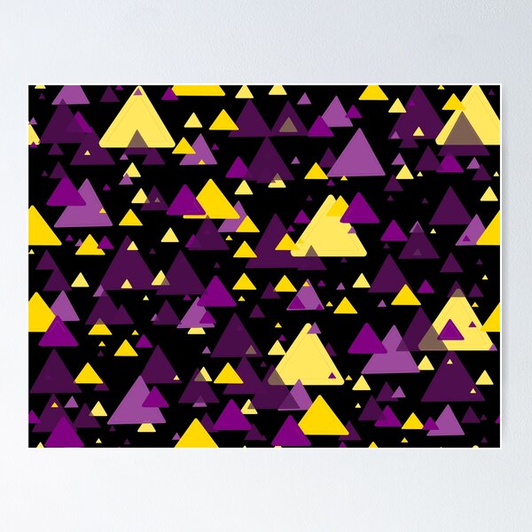 Item preview, Purple and Yellow triangles on black designed and sold by LawsonFabrics.