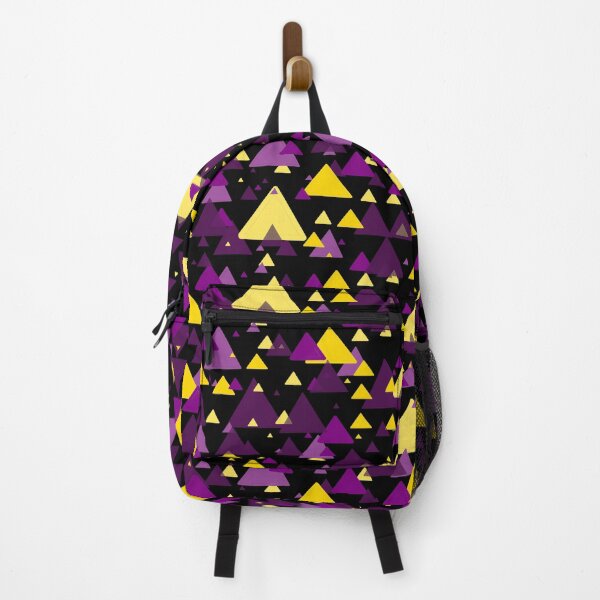 Item preview, Purple and Yellow triangles on black designed and sold by LawsonFabrics.