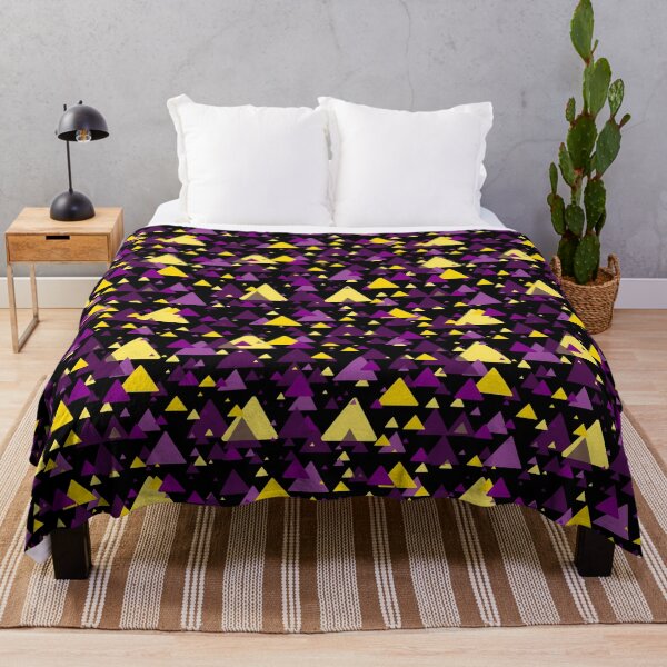 Item preview, Purple and Yellow triangles on black designed and sold by LawsonFabrics.
