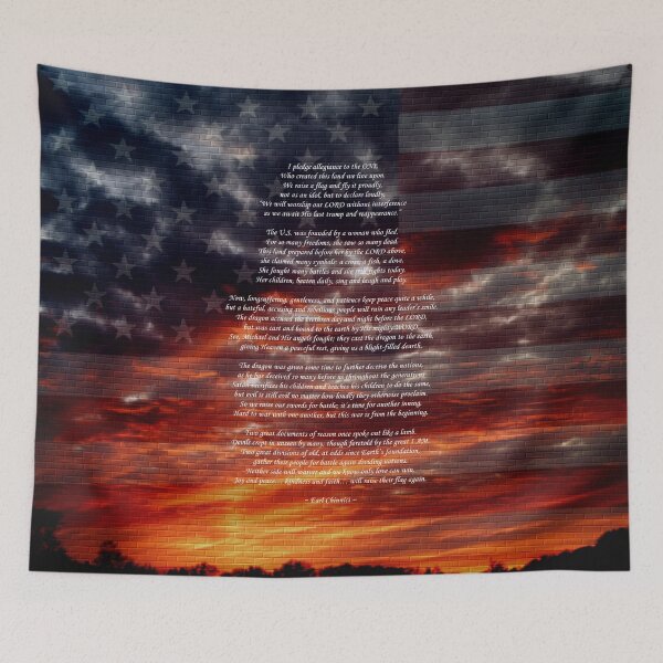 Item preview, Pledge of Allegiance (Poem by Earl Chinnici) on US Flag Sunset Dream designed and sold by CleanWIP.