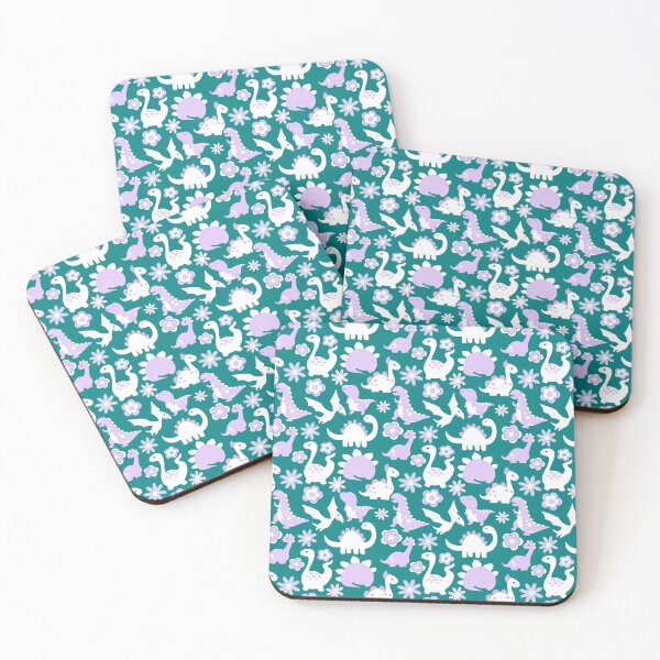 Item preview, Cute Baby Dinosaur Floral Pattern - Teal Color Background designed and sold by Sajuade.