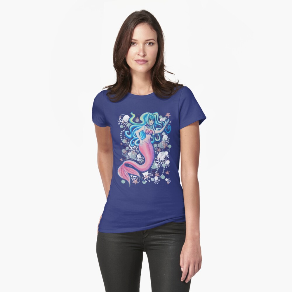 Pink Tailfin Mermaid Fitted T-Shirt