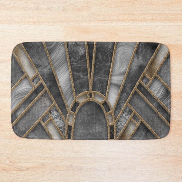 Item preview, Elegant Grey Stained Glass Art Deco Window With Marble And Gemstone designed and sold by artsandsoul.