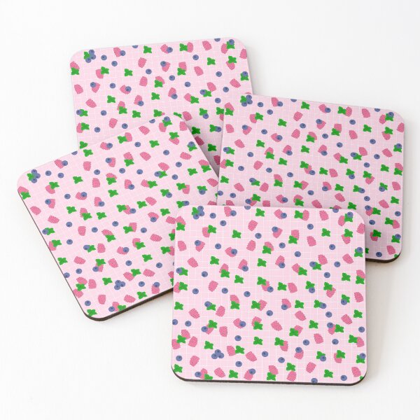 Item preview, Raspberry and Blueberry Pattern on Pink Background designed and sold by kapotka.