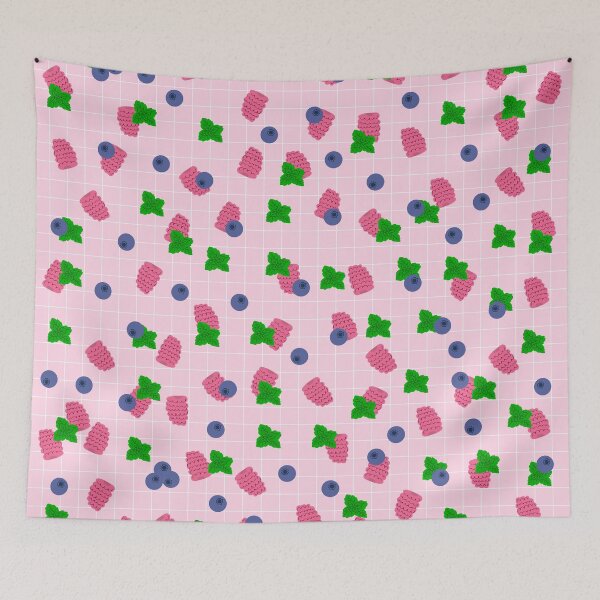 Item preview, Raspberry and Blueberry Pattern on Pink Background designed and sold by kapotka.