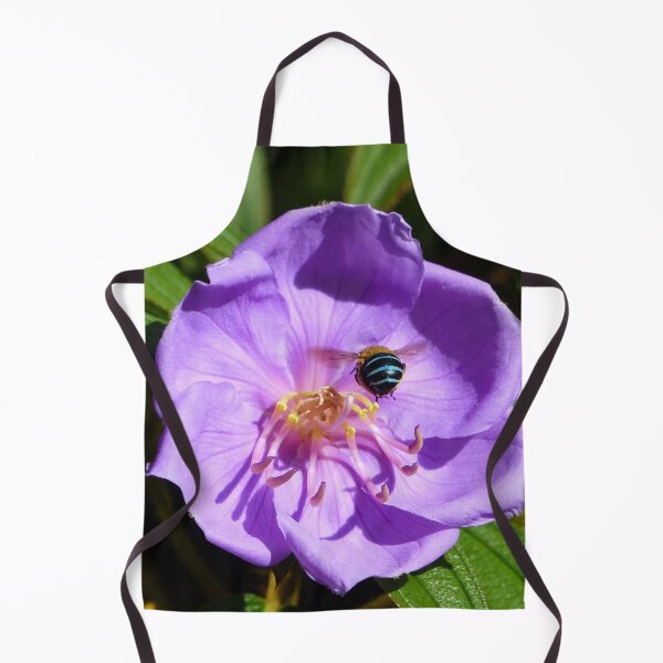 Item preview, Blue Banded Bee on Mauve Blue Tongue Australian Flower designed and sold by TropicalFronds.