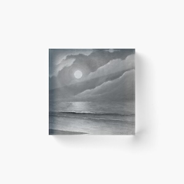 Item preview, Monochrome moonlit ocean path - mangata designed and sold by LisaLeQuelenec.