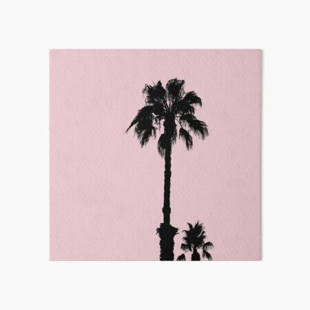 Palm Tree Silhouettes On Pink Art Board Print