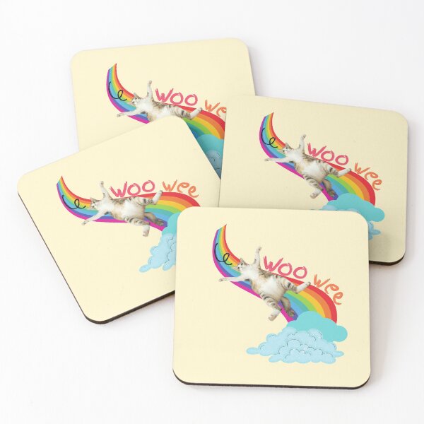 Item preview, Woo Wee (Kitty Sliding Down Rainbow) designed and sold by leBoosh-Designs.