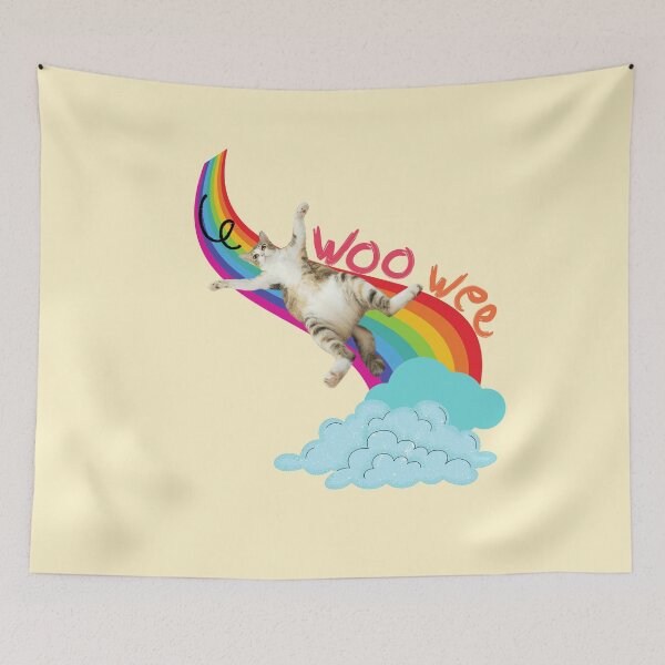 Item preview, Woo Wee (Kitty Sliding Down Rainbow) designed and sold by leBoosh-Designs.