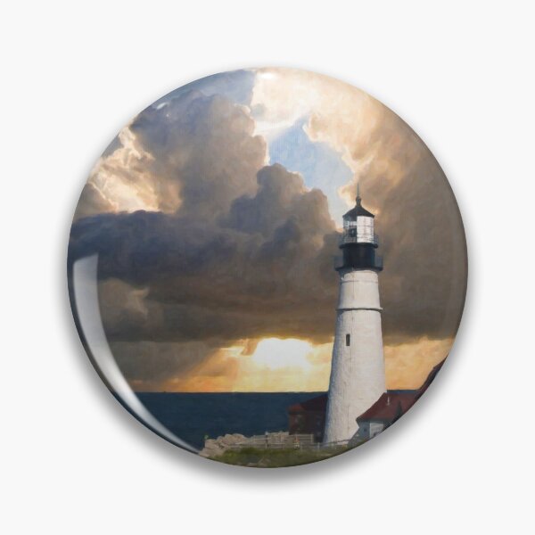 Item preview, Portland Headlight with a Glorious Setting Sun and the text MAINE at the bottom designed and sold by itsashorething.