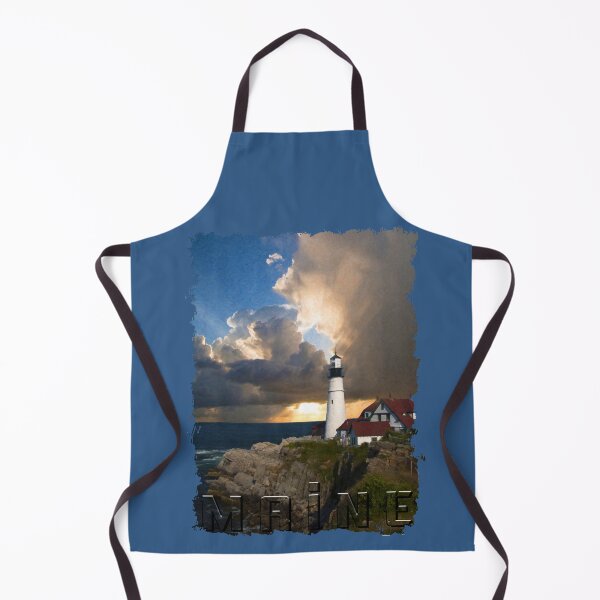 Item preview, Portland Headlight with a Glorious Setting Sun and the text MAINE at the bottom designed and sold by itsashorething.