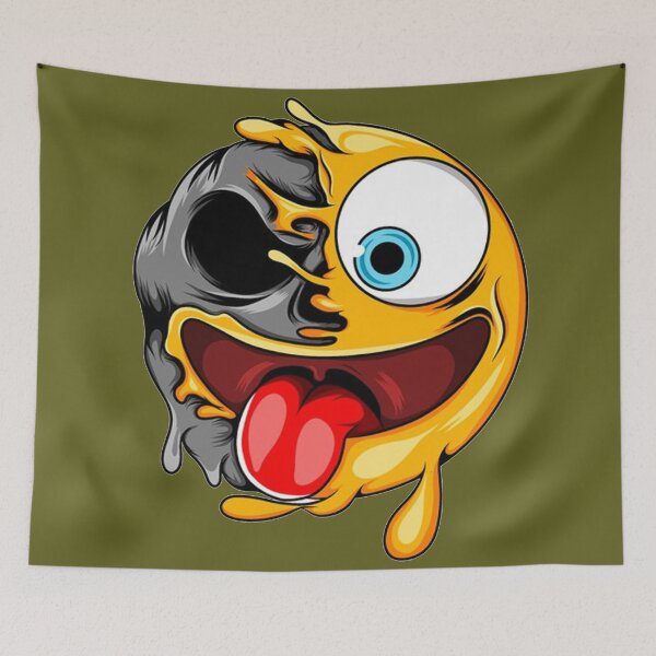 Item preview, Crazy expression with tongue sticking out front to death skull emoticon  designed and sold by ESDT.