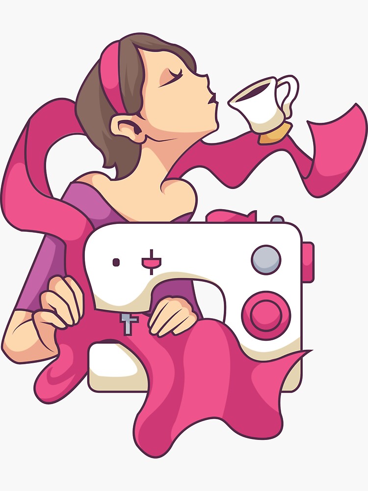 Vinyl Sticker: Retro Quilter Vinyl Sticker: Retro Quilter