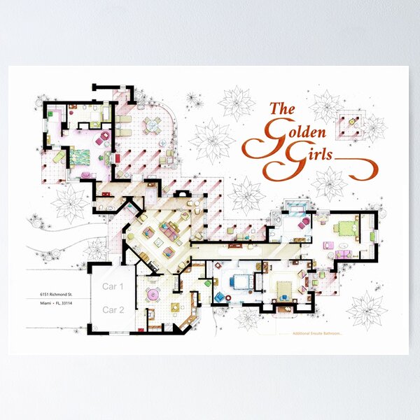 Artikel-Vorschau von Grundriss von THE GOLDEN GIRLS, designt und verkauft von TV Floorplans & More.