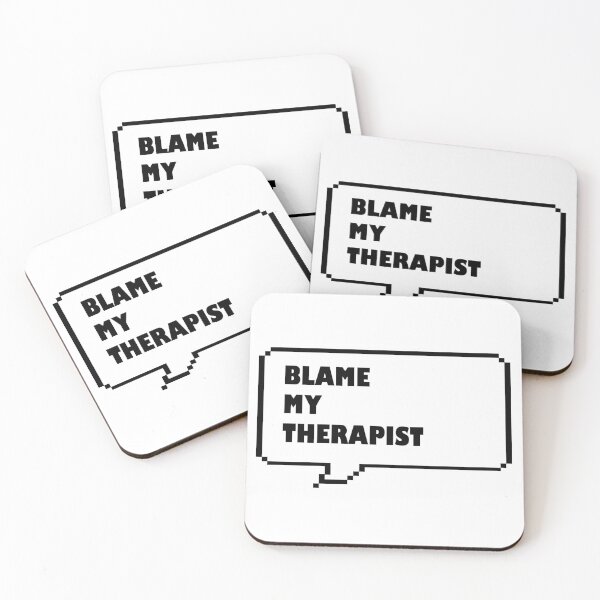 Item preview, Blame my therapist funny retro arcade style Black and White speech bubble designed and sold by Deegital18.