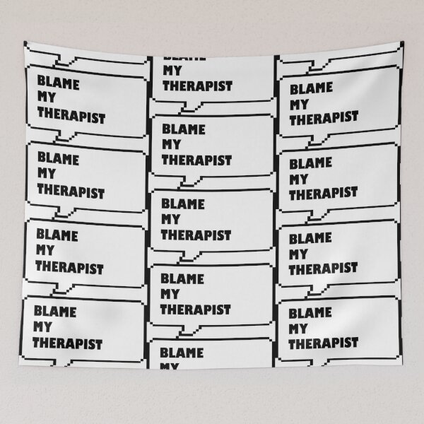 Item preview, Blame my therapist funny retro arcade style Black and White speech bubble designed and sold by Deegital18.