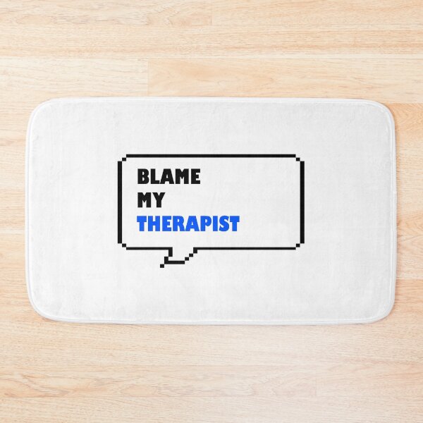 Item preview, Blame my therapist funny retro arcade style Black, Blue and White speech bubble designed and sold by Deegital18.