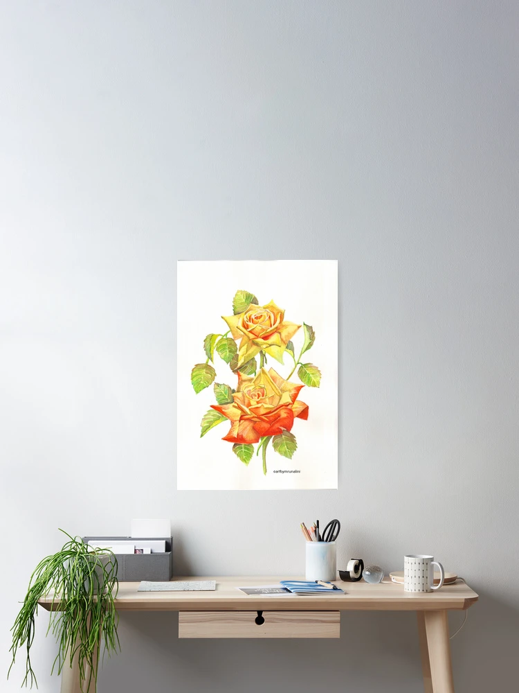 Thumbnail 2 of 3, Poster, Two Yellow Roses designed and sold by Mrunalini Gaikwad.