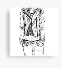 Girl in JD Tee Doodle Canvas Print