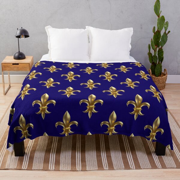 Fleur de Lys / Fleur de Lis 3D-Gold-Look Muster klein Fleecedecke