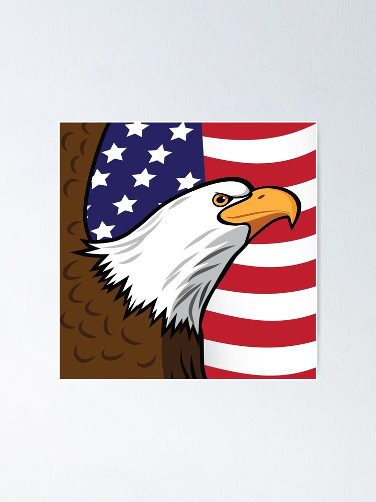 American Flag Attack Bald Eagle Wings Decal 12 in size